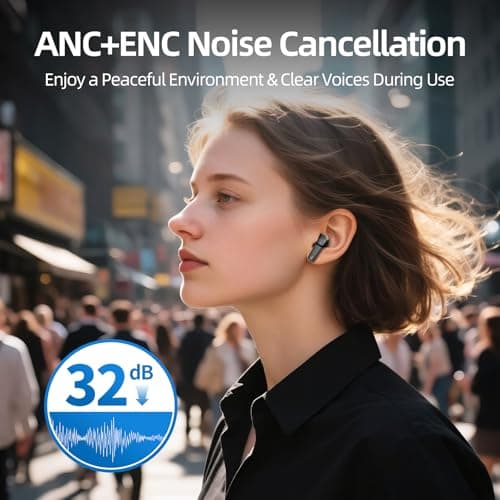 ATHONGL Wireless Earbuds, 100H Bluetooth 5.4 Headphones, ENC+ ANC Noise Cancelling Touch Control True Wireless Bluetooth Ear Buds,Stereo Deep Bass Bluetooth Headset for Sports/Workout/Gym (Black) view 3