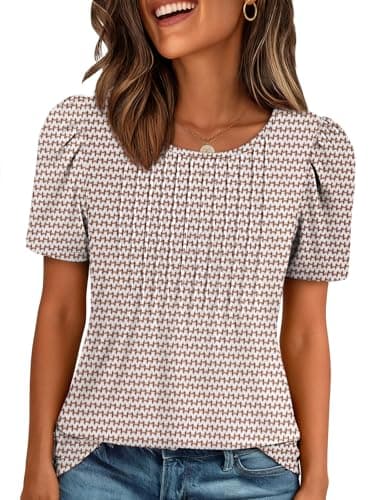 ATHMILE Womens T Shirts Short Sleeve Summer Tops Pleated Dressy Casual Blouses Spring Clothes Beach Vacation 2026 — image 1