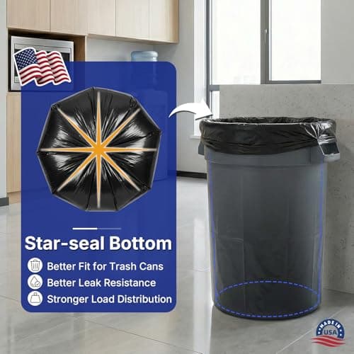 METRONIC 30-33 Gallon Trash Bags, 250 Count Bulk 0.6 Mil Commercial Black Garbage Bags, 32” x 38” Light Duty Large Plastic Trash Bags, Commercial Liners for Office, Retail & Paper Waste, Made in USA view 5