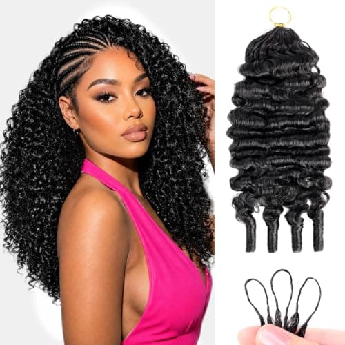 20 Inch Burmese Curly Crochet Human Hair,Miracle Knots Human Hair Curly Feather Crochet Pre‑Looped Hair Bundles Pre‑Stretched — image 1