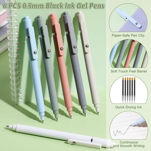 Niodel Spiral Notebooks Set, 9 Pcs A5 College Ruled Journals with 6 Black Ink Gel Pens, 6 Colored Ink Gel Pens, 6×0.5mm & 6×0.7mm Refills, Perfect for School Work Journaling view 5