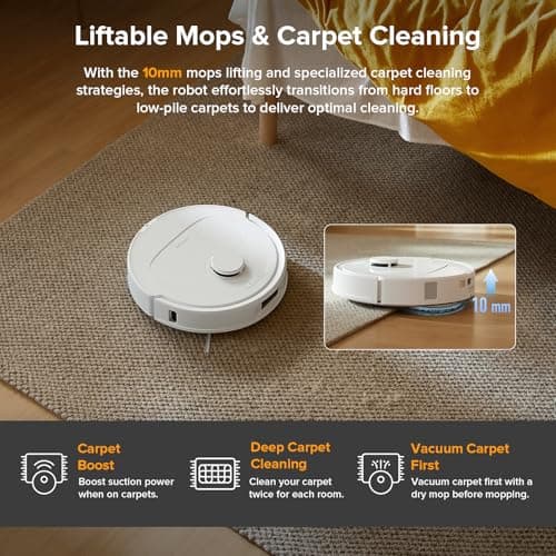 roborock Qrevo Series Robot Vacuum and Mop, 8000Pa Suction, Upgraded from Qrevo S, Anti-Tangle Brush, Smart Obstacle Avoidance, Auto Mop Washing, All-in-One Dock, 200RPM Spinning Mops, White(QV 35A) view 6