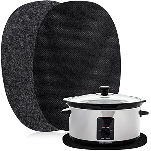 Tanlade 2 Pcs Oval Slow Cooker Heat Resistant Mat for 6-8 Quart Non Skid Countertop Heat Protector Mat Kitchen Appliance for Air Fryer Kitchen Supplies, 11.75 x 17.75 x 0.18 Inches