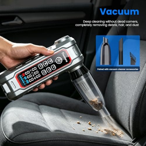 12000mAh Car Jump Starter 1800A with Air Compressor & Vacuum Cleaner | LED Light, Portable Battery Booster, Gas/Diesel Compatible, 1800A Peak Current, 12000mAh Capacity view 4