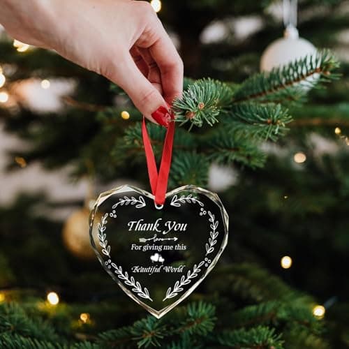 for Mom, Wife, or Loved Ones - 'Thank You for Giving Me This Beautiful World' - Elegant Hanging Ornaments Crystal Gift for Anniversary, Birthday, or Christmas view 2