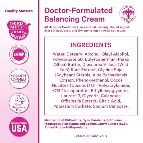 Pink Stork Wild Yam Cream, Hormone Balance, PMS, Fertility, Menopause, 4 oz | Unscented | Doctor-Formulated Hormone-Free Topical Cream | PMS, Fertility, Perimenopause + Menopause Support view 5