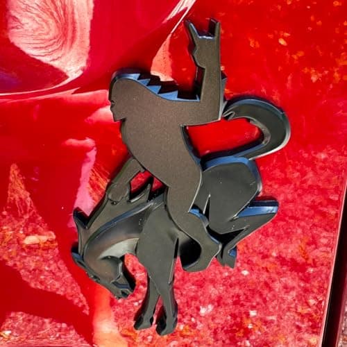 Add-A-Saquatch to Your Bronco,3D Tailgate Emblem Overlay for SUV - Universal Fit 3"x4" Raised Design, Black Automotive Decor with Tape (Riding Horse Set - B, Black) view 4