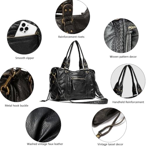 Geelyda Crossbody Bags for Women, Washed Soft Leather Large Tote Bag, Y2K Hobo Bag, Vintage Handbags Shoulder Bag view 5
