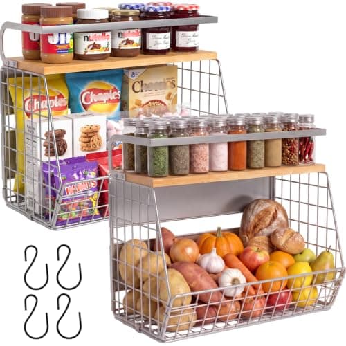 Ofiray-home Magnetic Shelf for Fridge, Wood-Top Storage Basket, Kitchen | Large magnetic storage basket for snacks, pantry items, coffee pods, kitchen supplies and laundry essentials. No drilling. view 5
