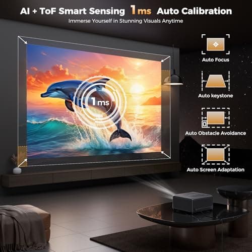GooDee 4K Smart Projector with WiFi 6 & Bluetooth - UHD Movie Projector, ToF Auto Focus & Keystone, MEMC, Built-in Streaming Apps, Dolby Audio Home Theater for Outdoor Movie Night & Bedroom Cinema view 5