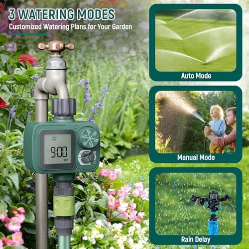 Sprinkler Timer: Programmable Hose Timer with Rain Delay/Manual/Automatic Watering System, Water Timers for Garden Hose, Digital Drip Irrigation for Yard Lawn Outdoor (1 Outlet) view 2
