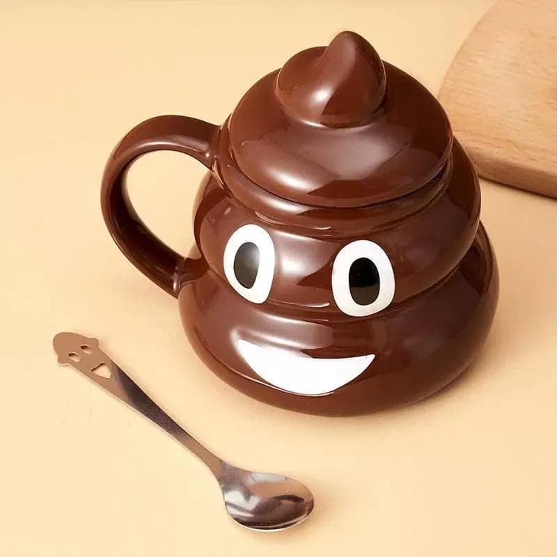 Rundream Funny Ceramic Poop Coffee Mugs 580ML, Unique Coffee Mugs with Lid and Handle, Novelty Poop Coffee Mug, Birthday Gifts for Men & Women, Fun Holiday Gift Idea view 3
