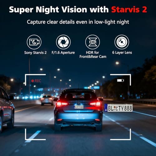 Eivikga 4K+2.5K+2.5K Dash Cam, STARVIS 2 Sensor, Dash Camera 3-Channel, Free 64GB Card, Dashcam with 5G WiFi GPS, G-Sensor,Loop Recording, HDR, 24H Parking Monitor, Time-Lapse Recording, 256GB Max view 4