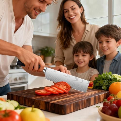 Nanbone Nakiri Knife 7 Inch Sharp Meat Cleaver and Vegetable Kitchen Knife Damascus Asian Chef Knife for Home and Kitchen with Ergonomic Handle High Carbon Stainless Steel knife Chef Cooking Gift view 2