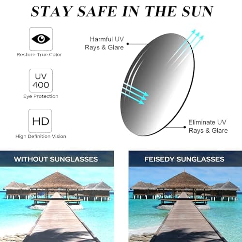 FEISEDY Personalized Large Frame Sunglasses for Men and Women Travelling Sunbathig UV400 Protection Shades B4160 view 7