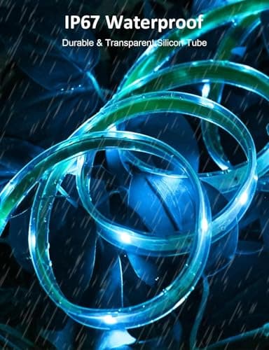 MIHEAL 100FT Outdoor LED Strip Light IP67 Waterproof,Outside RGB Lights with App/Remote Control,Color Changing,Music Sync Rope Light for Balcony,Deck,Rooftop,Garden,Pool view 4