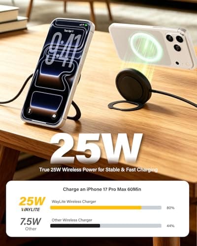 Magnetic Wireless iPhone Charger Fast Phone Charger with Kickstand, 6.6FT 25W Fast Phone Charging Pad Wireless Magnetic Charge for iPhone 17/17Air/16 Pro Max/16 Plus/15 Pro Max Black view 2