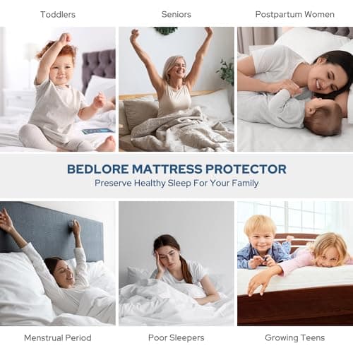 BEDLORE Waterproof Mattress Protector, Queen Size Mattress Pad Noiseless with Deep Pocket 6"-18" Depth, Soft Breathable Dirt-Proof Bed Mattress Cover Washable for Home, Bedroom, Hotel (Gray) view 6