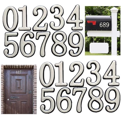 Mailbox Numbers for Outside, MONNCHA House Numbers for Mailbox 3D Self Adhesive mailbox Numbers 2 Inch Door Address Numbers Stickers for Mailbox, Apartment, House, Trash Bins - Silver — image 1
