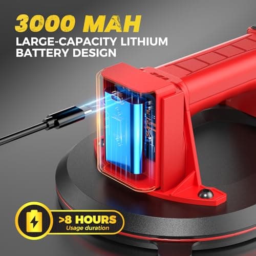 Mtnte Electric Suction Cups for Glass, Tiles, Granite, Windows Lifting and Moving 440 lbs. Load Capacity 16V MAX Cordless Heavy Duty Vacuum Suction Cup Lifter view 4