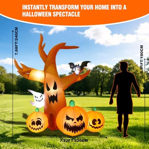 7.9 FT Halloween Inflatable Spooky Tree Outdoor Decor with Built-in LED Lights, Blow Up Yard Decoration for Haunted House Garden Lawn Halloween Party view 2