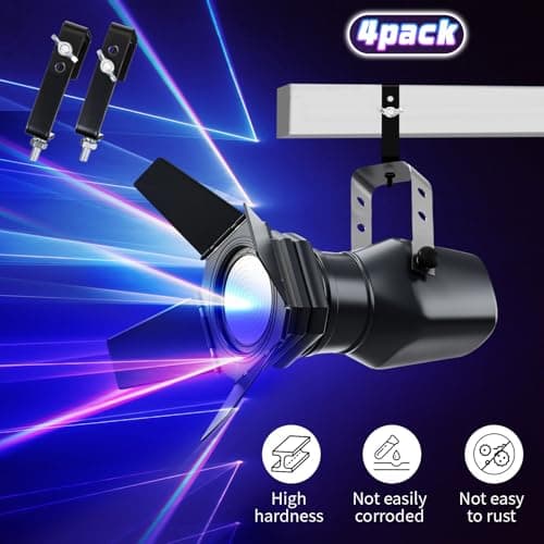 Zonon 4 Pack Stage Lighting Truss Clamp Hook for Square Tube Galvanized Iron Truss Clamps for LED Lights Spotlight, Moving Head Beam Square Tube Clamp, Heavy Duty 88 Lbs /40 kg (Black) view 4