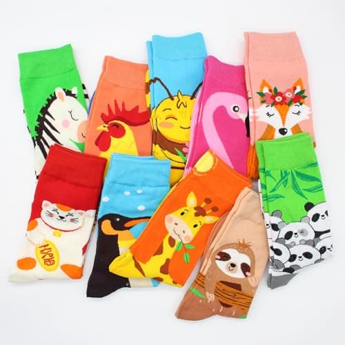 suokesi Womens Animal Socks Size 9-11, Cute Funny Fun Crazy Novelty Colorful Calf Girls Crew Socks view 5