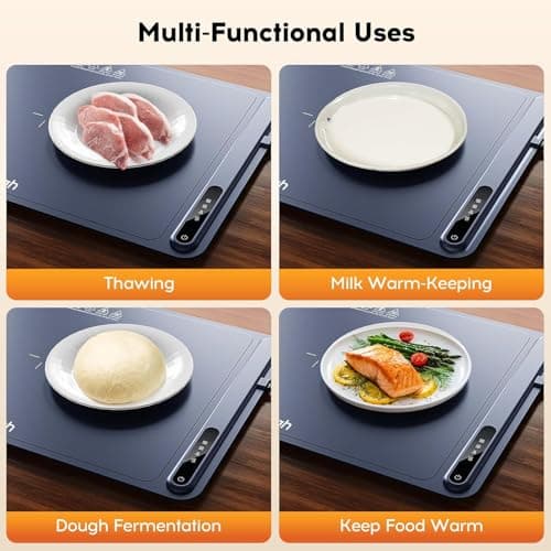 Warming Mat for Food, Voriah Electric Warming Tray with 3 Temp Settings & Auto Shut-Off, Food Warmer with Thick Silicone Surface to Keep Food Warm at Buffet, Parties, and Family Use（Dark Blue） view 6