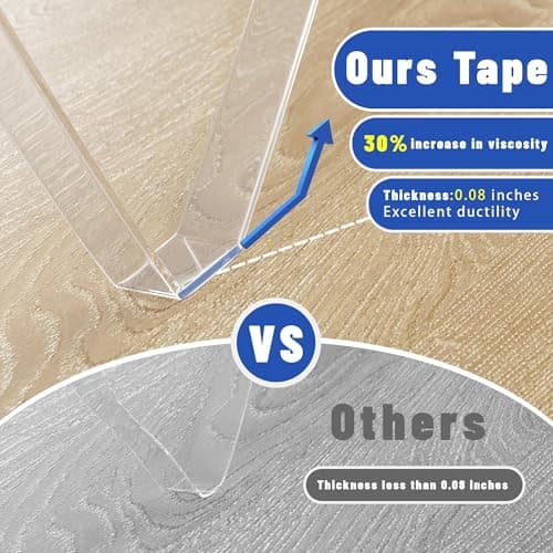 dosun Double-Sided Tape, 0.08Inch Thick Heavy Duty Enhanced Transparent Adhesion Tape. 2 Rolls Reusable Mounting Tape, Nano Tape for Poster Carpet Picture Hanging Strip Rug Wall Outdoor (20FT) view 2