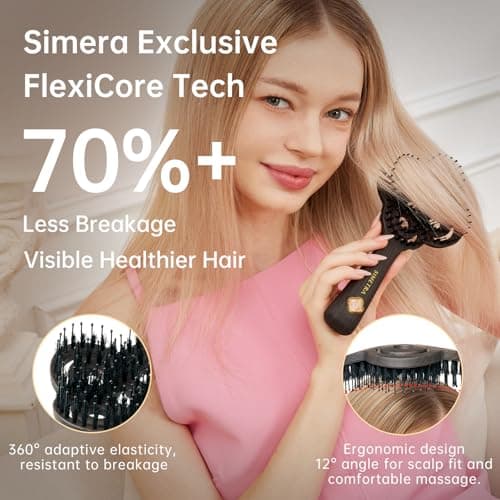 Simetra Detangler Hair Brush for Women and Men, Holiday Present - Original Detangling Brush for Curly Hair/Wet & Dry Hair, Natural Boar Bristles Hairbrush - Natural Crystal Inlay & 14K Gold Plating view 4