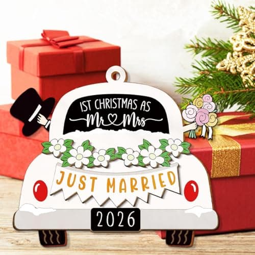 Wedding Gifts for Couples 2026, Gifts for Newlyweds, Bridal Shower Gift, Mr and Mrs Gift, Just Married Ornaments, First Christmas Married Ornament 2026 view 4
