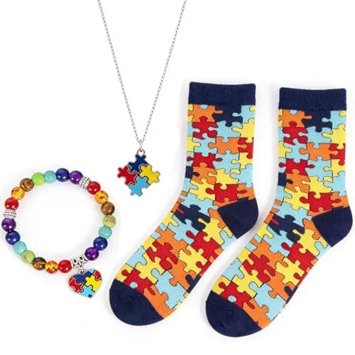 ZVUZVO Autism Awareness Socks Puzzle Pieces Set - Autism Awareness Gifts — image 1