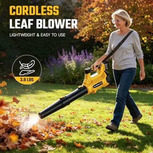 Leaf Blower Cordless - 800CFM Electric Leaf Blower with 2 * 6.0Ah Batteries and Charger, 6 Speed 21V Powerful Blowers for Garden Lawn Care Patio Blowing Leaves Dust Snow Gift for Men view 6
