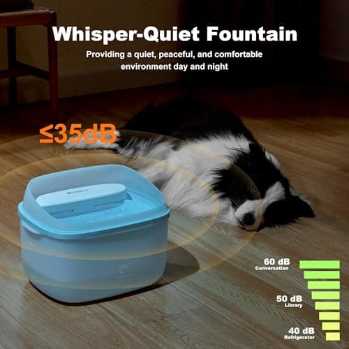 HOLAPAW Dog Water Fountain for Large Dogs, 2.1Gal/8L Dog Water Bowl Dispenser, No Spill Automatic Pet Water Fountain for Dogs Cats Multiple Pets with Ultra Quiet Pump, 3 Filter Replacement, Blue view 5