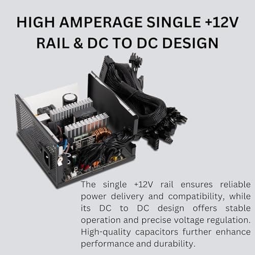 GAMDIAS ATX 3.1 & PCIe 5.1 850W Bronze PSU, 850W Gaming Power Supply, 80+ Bronze ATX Gold 12V Power Supplies for Gaming PC Desktop Computers and Active PFC view 6