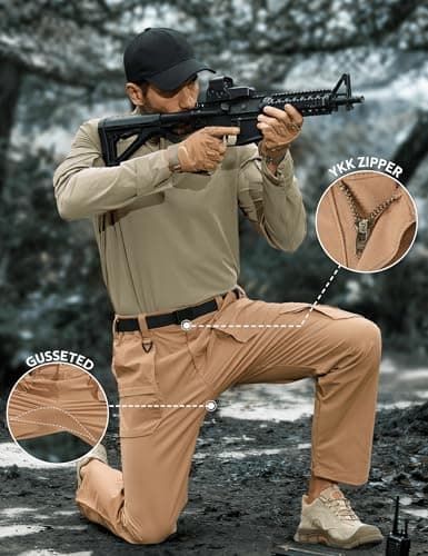 MOURCE Tactical Pants for Men Quick Dry Ripstop Cargo Pants Water Resistant Breathable Outdoor Pants with 9 Pockets view 3
