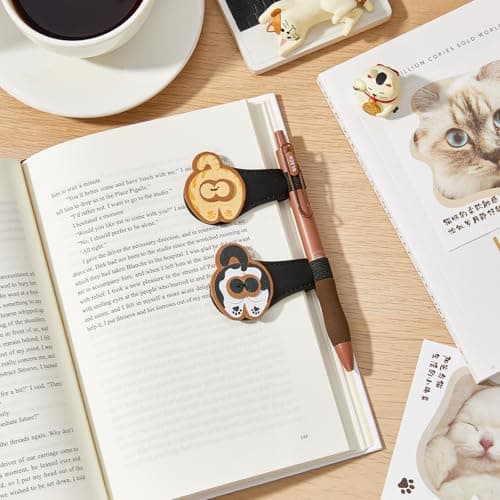 2Pcs Magnetic PU Leather Bookmarks Gift Box, Cute Cat Book Marks for Reading Women, Magnetic Bookmark Set with Double-Sided Magnets, Book Club Gifts for Women, Bookish Gifts view 2