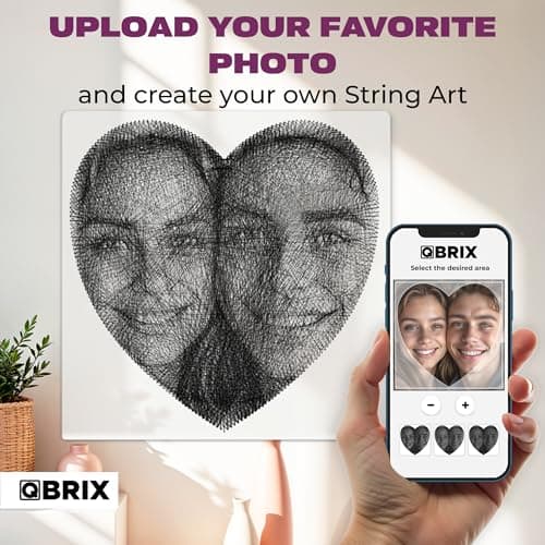 QBRIX Custom String Art Kit for Heart Shaped Couple Portrait | DIY Craft Kit for Adults for Handmade Home Décor Creation | All-in-One Photo String Art Maker view 5