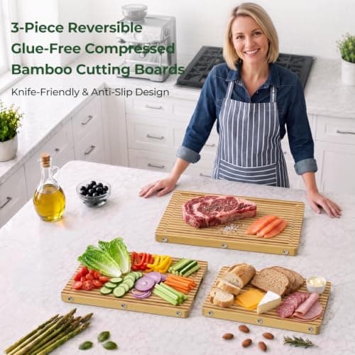 3Pcs Formaldehyde Free, Glue Free, Zebra Bamboo Cutting Board Set view 5