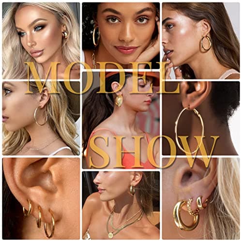42 Pairs Gold Hoop Earrings Set for Women, Hypoallergenic Multipack Small to Chunky Hoops, Pearl & Twisted Trendy Earrings for Everyday Wear & Mothers Day Gifts view 5