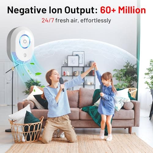 Plug In Air Ionizers For Home(2 Pack), 2 In 1 Ozone Odor Eliminator And Air Ionizers For Dust Mites,60 Million Negative Ions Out Put,Mini Air Cleaner for Dust, Smoke, Pets view 4
