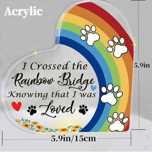 Rainbow Bridge Dog Memorial Gifts for Loss of Dog Cat Christmas Gift,5.9“ Acrylic with LED Light/Picture Frame Keychain with Paw Prints/Sympathy Card Pet Sympathy Bereavement Gifts for Pet Lovers(Paw) view 3