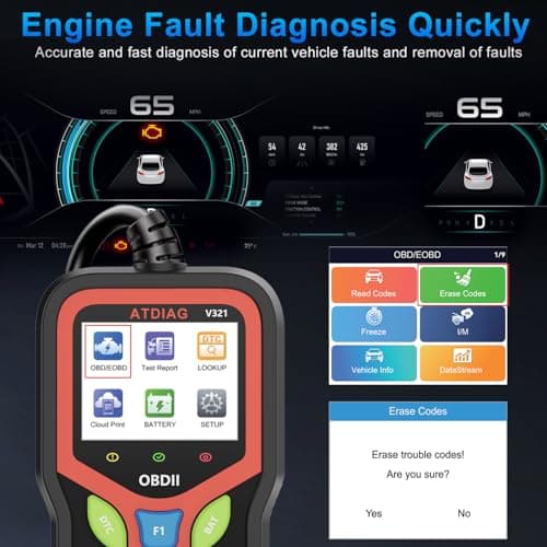 OBD2 Scanner Diagnostic Tool, Check Engine Lights and Clear Vehicle Trouble Code, Battery Start Test, Live Data, Cloud Printing, Freeze Frame, Car Scanner for All OBDII Vehicles Since 1996 view 4