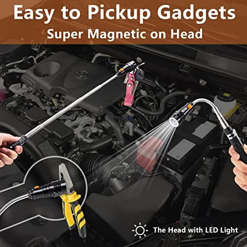 Gifts for Him, LED Magnetic Pickup Tools, Telescoping Magnetic Flashlight Pick Up Tool, Valentines Day Gifts for Boyfriend Adults, Unique Cool Gifts for Men, Dad, Husband, Black view 2