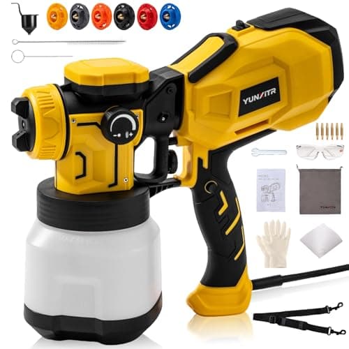 YUNXITR 1200W HVLP Paint Sprayer, High Efficiency Electric Spray Paint Gun with 6 Nozzles, Variable Patterns, 40.58 oz Detachable Container, Easy to Clean for Home Improvement Projects (Yellow) — image 1