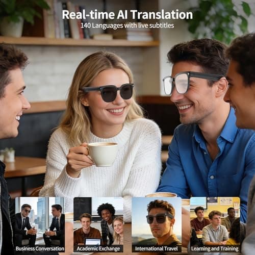 AI Smart Glasses with Camera, 8MP HD Anti-Shake Camera Glasses, 1080P Video Recording Sunglasses Dual Mic, Real Time Translation, Built-in ChatGPT Voice Assistant, Open-Ear Audio for Travel&Meetings view 6