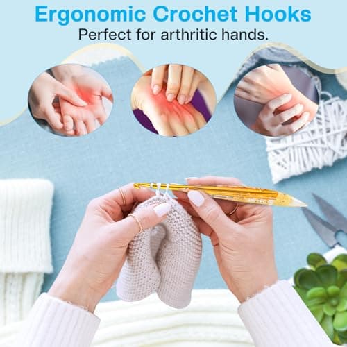 6mm Crochet Hooks,Ergonomic Crochet Hook with Floral Resin Grips,Stylish and Unique,Crocheting kit for Beginners, Arthritic Hands and Professional view 2