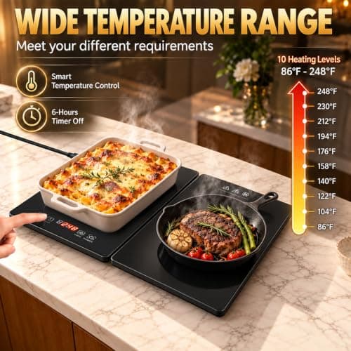 Electric Warming Tray, 4-in-1 Food Warmers for Parties Buffet, Easy Clean view 2