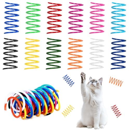 JCSHIMO 60 PCS 12 Colors Cat Spring Toys, Cat Spiral Springs for Indoor Cats, Kittens Toys Plastic Coil for Swatting, Biting, Hunting — image 1