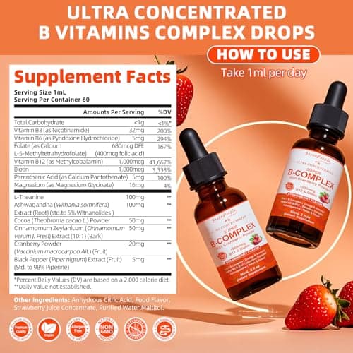 GREENPEOPLE Vitamin Methylated B Complex | Methyl B12 + L-Methyl Folate | Support Energy Metabolic, Immunity & Cognitive | 6 Super B Complex w/Mg, Ashwagandha & L‑Theanine for Women -Vegan, 2fl 2 Pack view 5